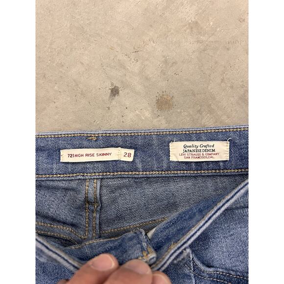 Levi's 721 Women’s High Rise Skinny Japanese Denim Jean 2 Toned Raw Hem Sz 28/30 - Picture 1 of 14